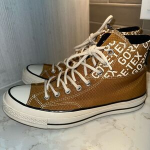 GORE-TEX High-Top Sneakers in Mustard Color and White
